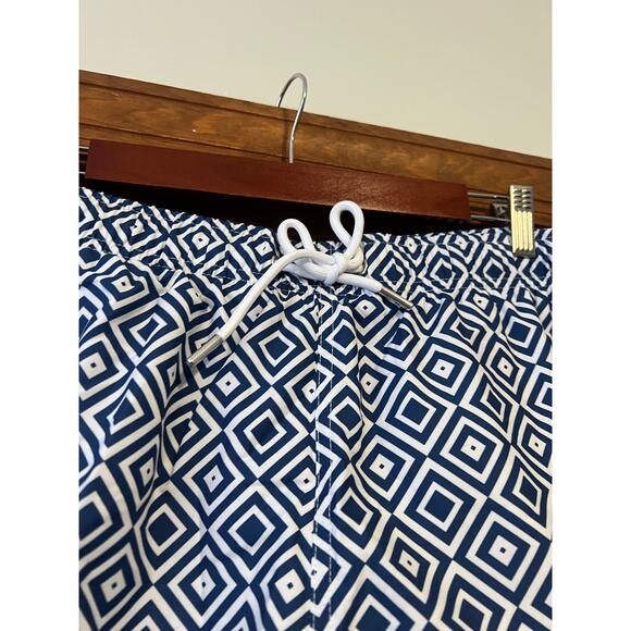 NWT Collars & Co Men's 7” Riviera Swim Trunks Shorts Navy Blue White Geo Size M - Picture 5 of 10